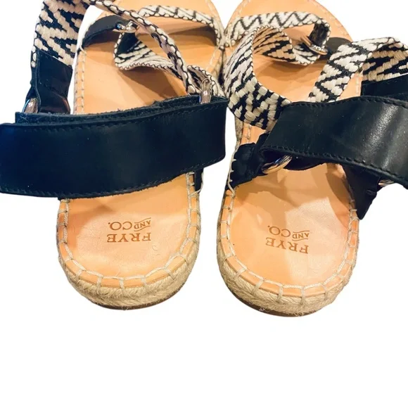 Frye & Co Kole White Black Canvas/Leather Espadrilles sz 9 - Picture 3 of 7